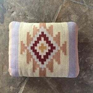 Vintage Southwestern Kilim Style Rug Wool & Canvas Pillow